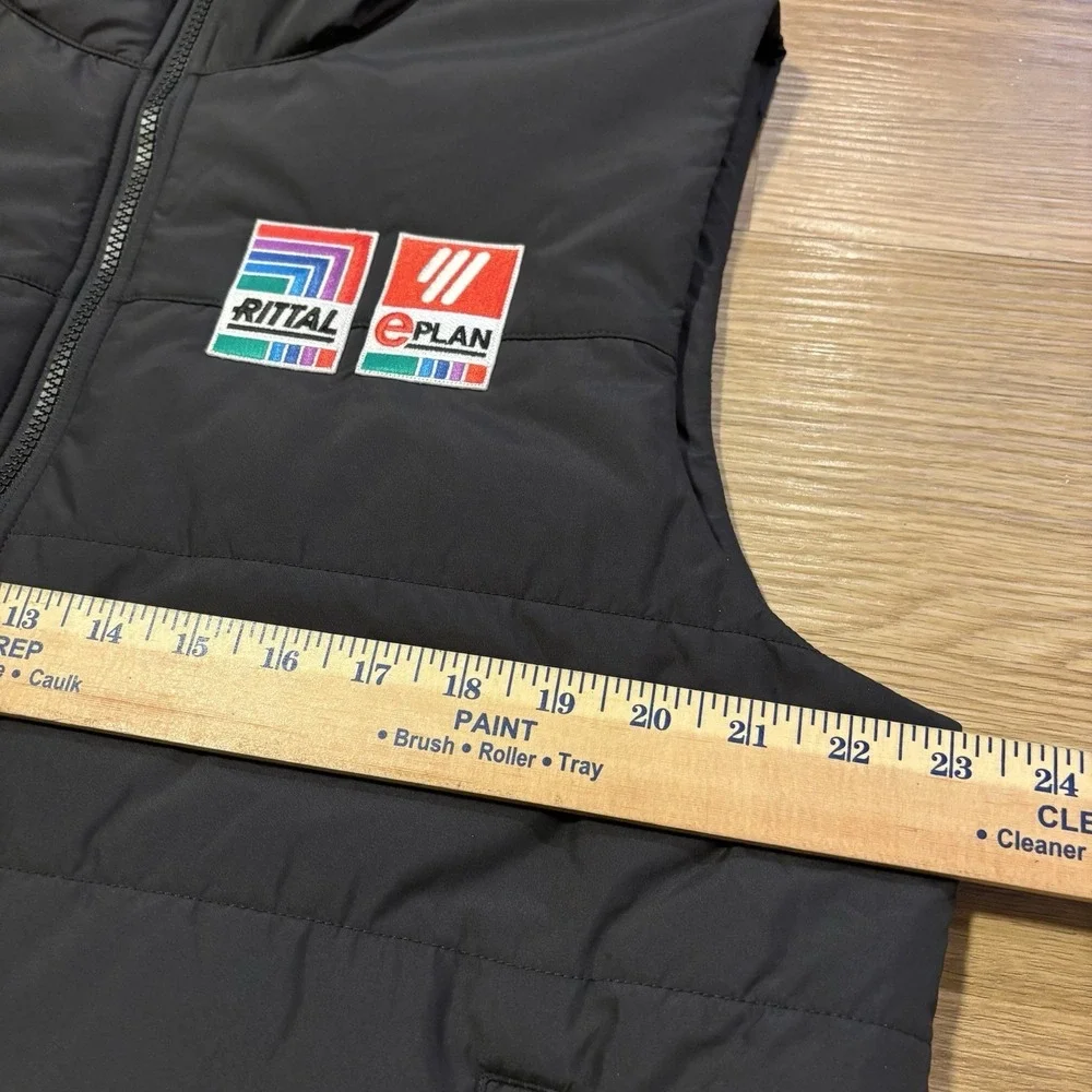 The North Face Puffer Vest Men's Large Black Insulated Embroidered Full‎ Zip EUC